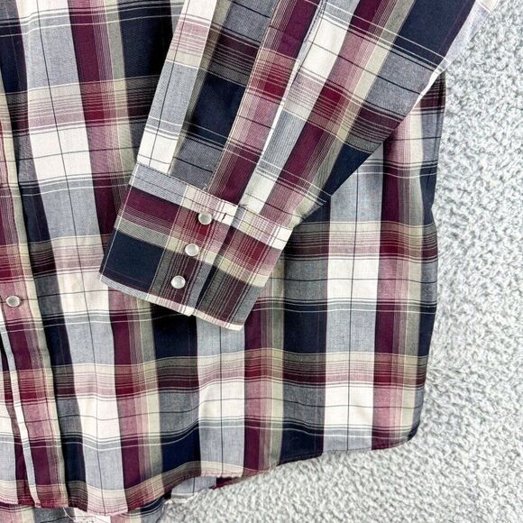 Plains Western Shirt Mens Extra Large Red Plaid Pearl Snap Cowboy Southwest - Picture 4 of 11